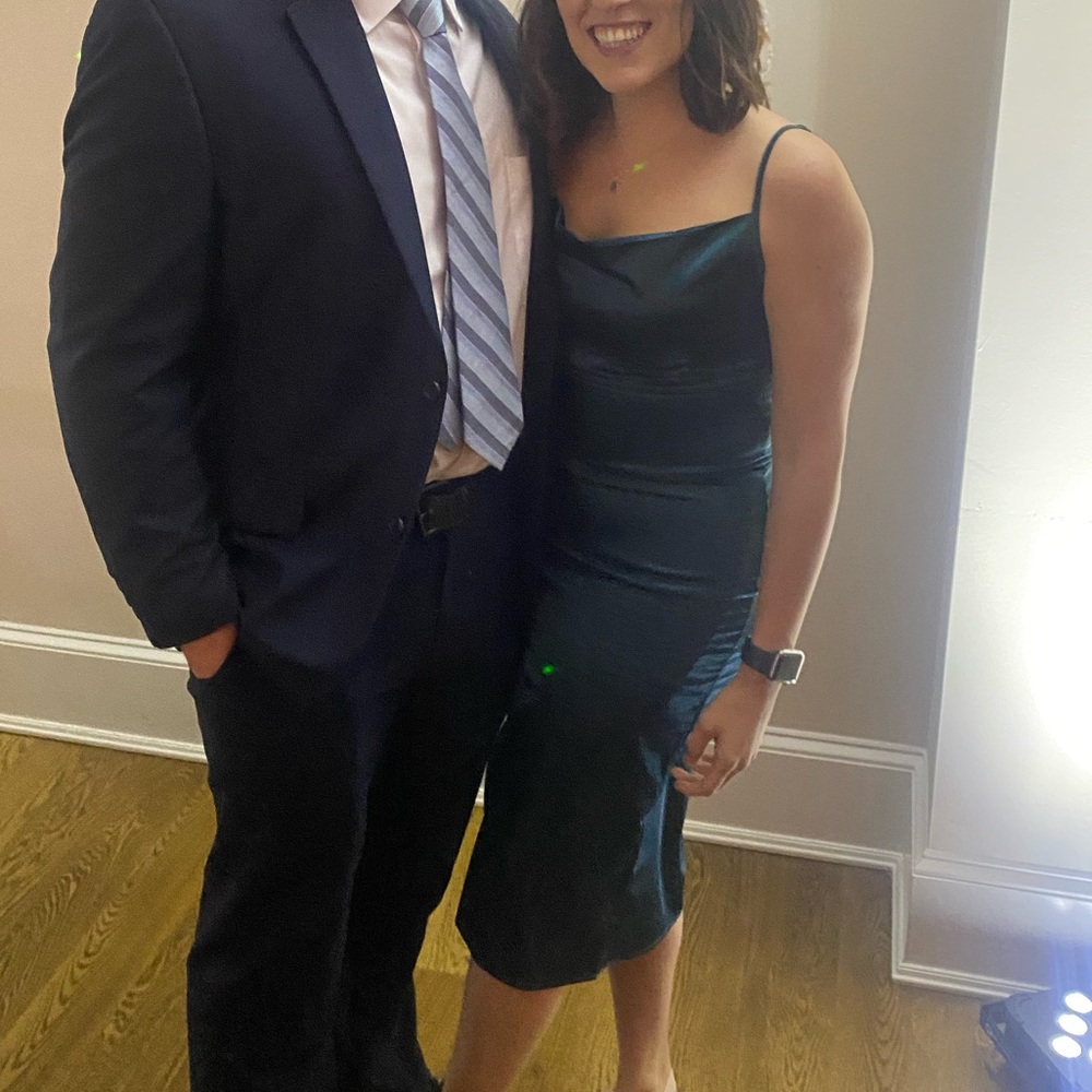 Silk green midi slip dress